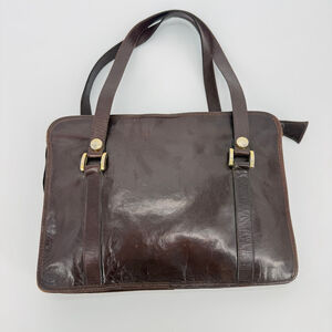 Vintage Unbranded Brown Medium Shoulder Leather Bag with Gold Hardware